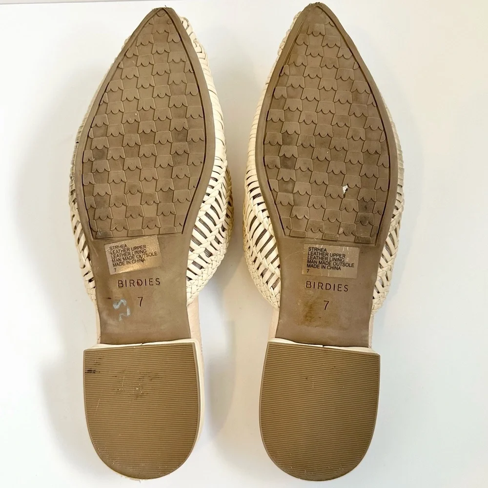 Birdies The Swan Woven Leather Cream Mule - Picture 6 of 7
